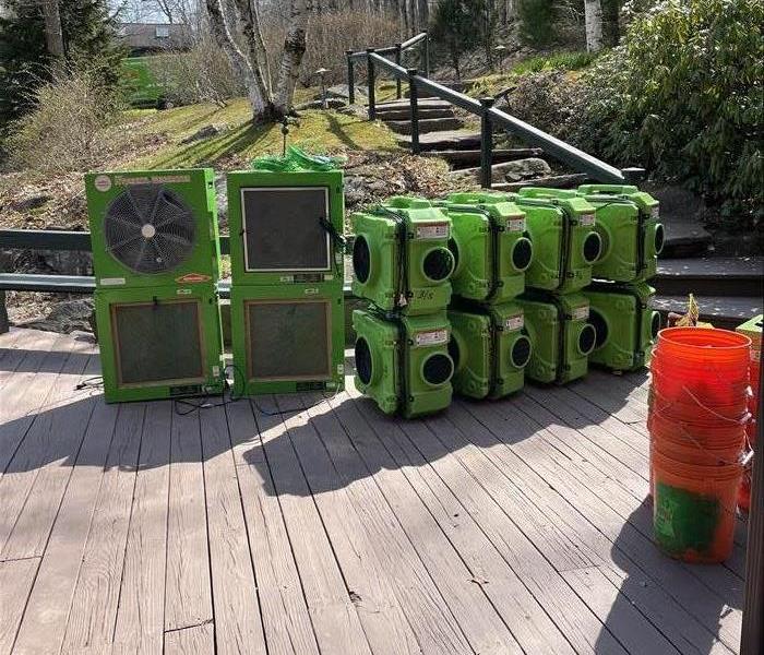 SERVPRO's drying equipment at a Saratoga home after a water loss.