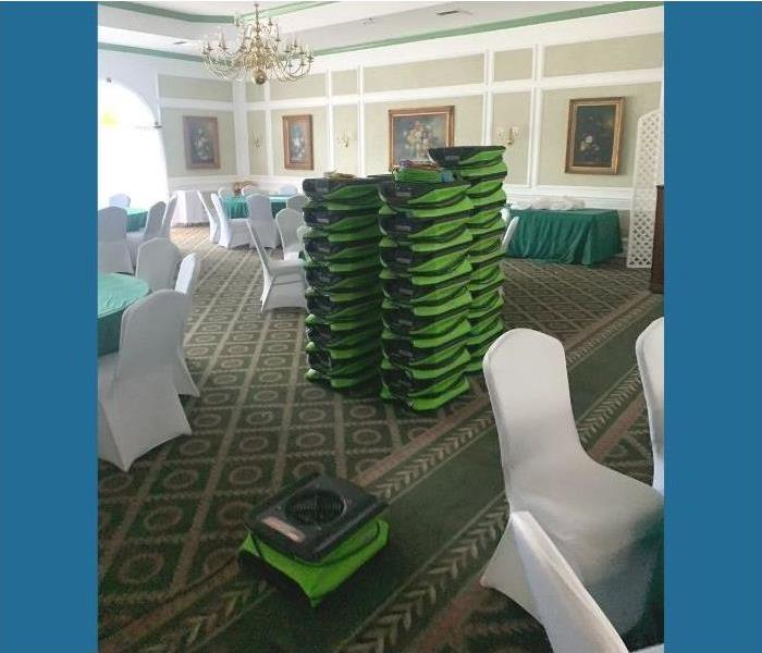 A banquet hall in Saratoga with our SERVPRO drying equipment.