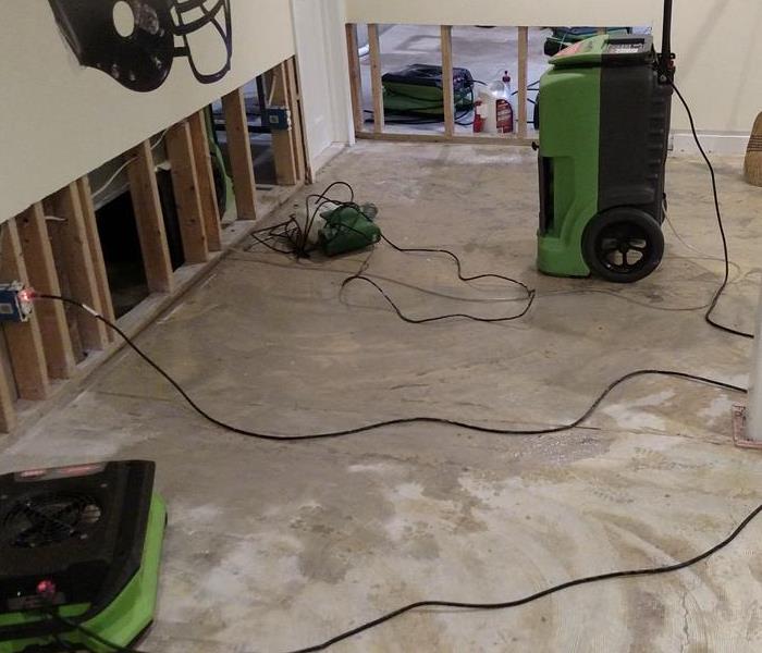 Our SERVPRO drying equipment drying out a basement that had a flood.